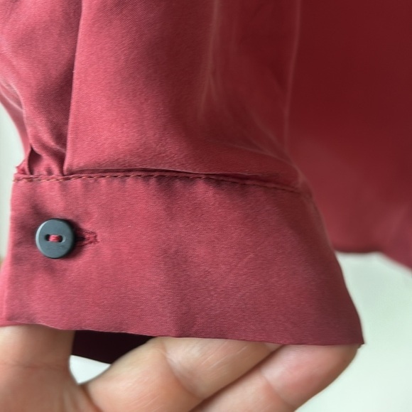 Gudrun Sjoden Red Silk Button Down Blouse L - Picture 6 of 10